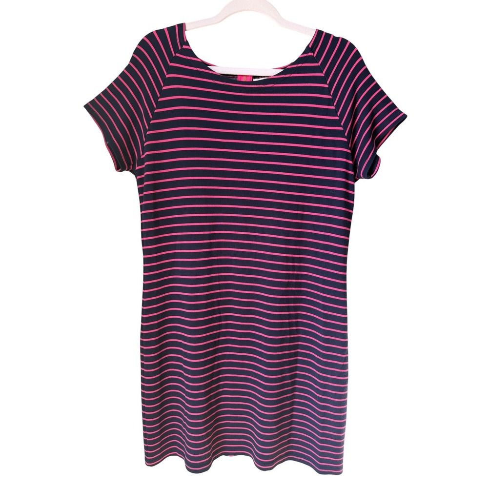 Sail to Sable STS T-Shirt Dress Blue Pink Stripe Nautical Short Sleeve SZ Large